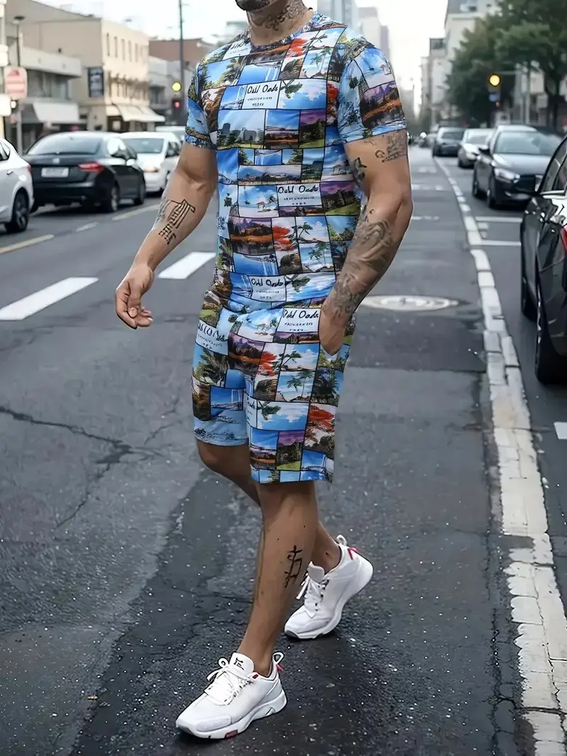 2-Piece Men's T-Shirt Suit Summer 3d Printed Short-Sleeved Top And Drawstring Shorts Fashion Casual Outdoor Men's Clothing
2-Piece Men's T-Shirt Suit Summer 3d Printed Short-Sleeved Top And Drawstring Shorts Fashion Casual Outdoor Men's Clothing