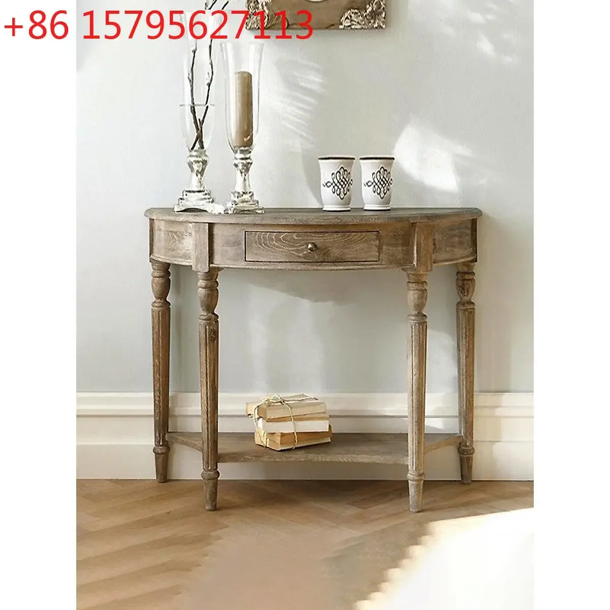 Semi-round entrance table American country strip cabinet corridor entrance table Modern simple solid wood foyer table Model room
Semi-round entrance table American country strip cabinet corridor entrance table Modern simple solid wood foyer table Model room