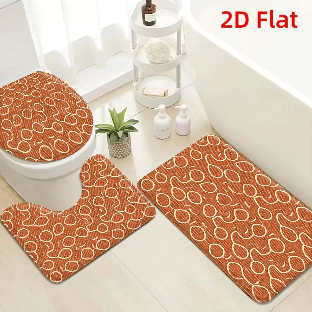 3Pcs Terracotta Cream Abstract Swirl Bath Mat Non Slip Absorbent Toilet Rug with Lid Cover for Bathroom Washable Flannel
3Pcs Terracotta Cream Abstract Swirl Bath Mat Non Slip Absorbent Toilet Rug with Lid Cover for Bathroom Washable Flannel