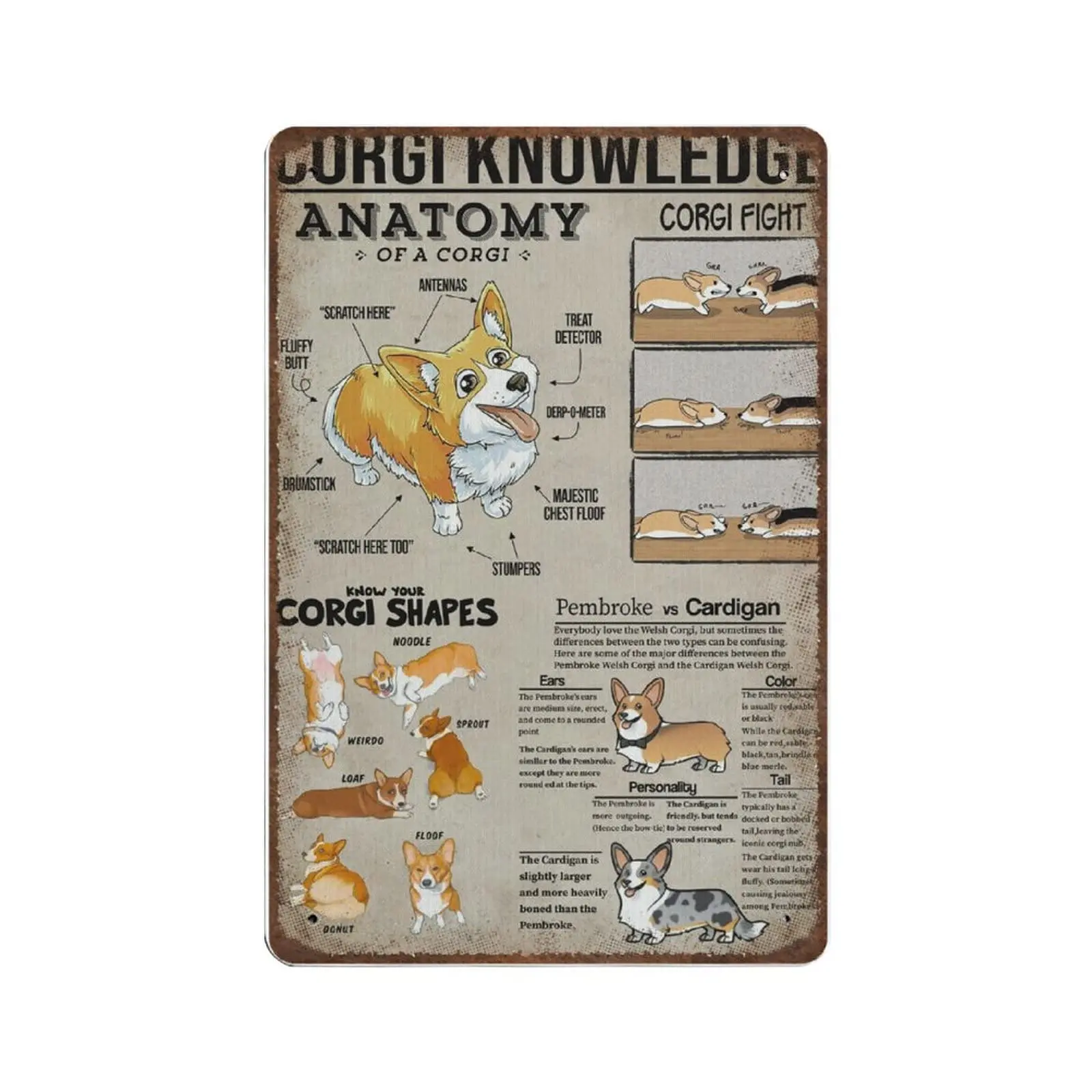 Antique Durable Thick Metal Sign,Corgi Knowledge Tin Sign,Corgi Gift for Corgi Lovers,Vintage Wall Decor,Novelty Signs for Home
Antique Durable Thick Metal Sign,Corgi Knowledge Tin Sign,Corgi Gift for Corgi Lovers,Vintage Wall Decor,Novelty Signs for Home