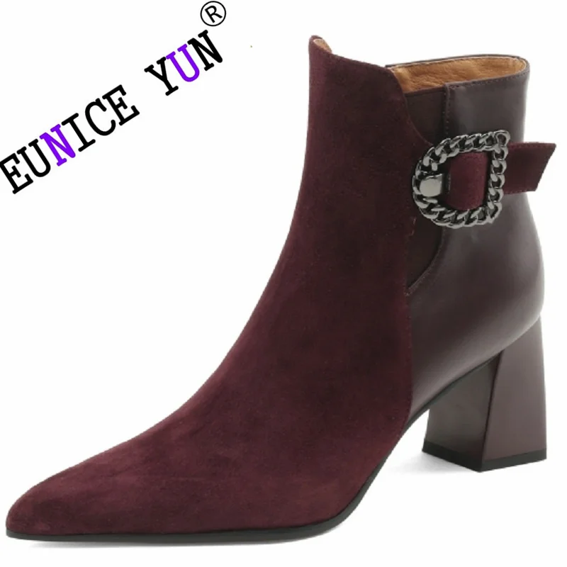 【EUNICE YUN】Women Brand Genuine Leather Autumn Winter Office Lady Party Pointed Toe High Heels Splicing Shoes
【EUNICE YUN】Women Brand Genuine Leather Autumn Winter Office Lady Party Pointed Toe High Heels Splicing Shoes