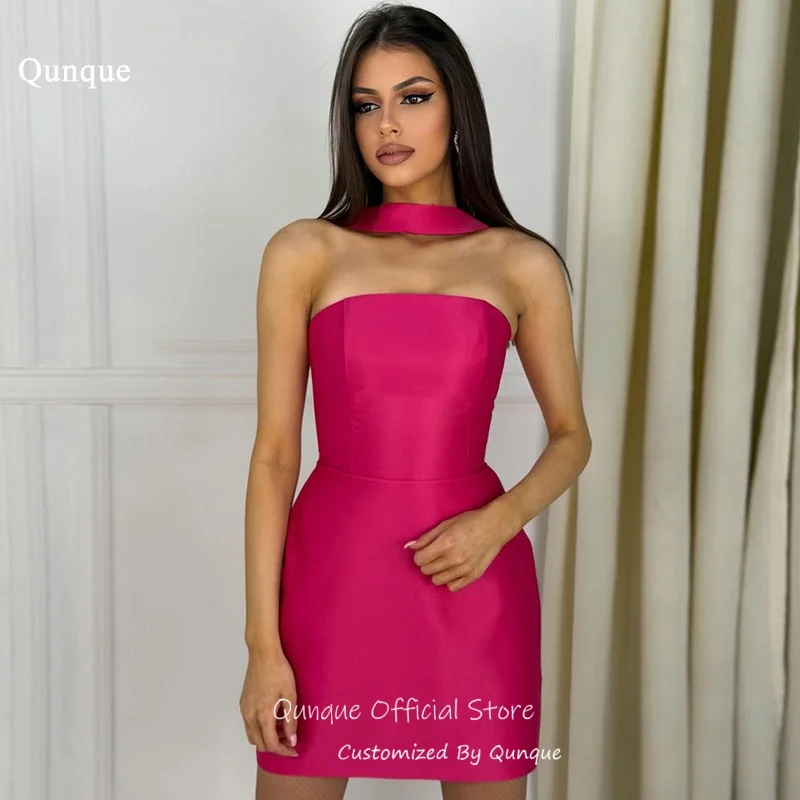 Qunque Fuchsia Sleeveless Prom Dresses Bodycon Mini Dresses For Women Satin Strapless Night Out Cocktail Party Gowns Customized
Qunque Fuchsia Sleeveless Prom Dresses Bodycon Mini Dresses For Women Satin Strapless Night Out Cocktail Party Gowns Customized