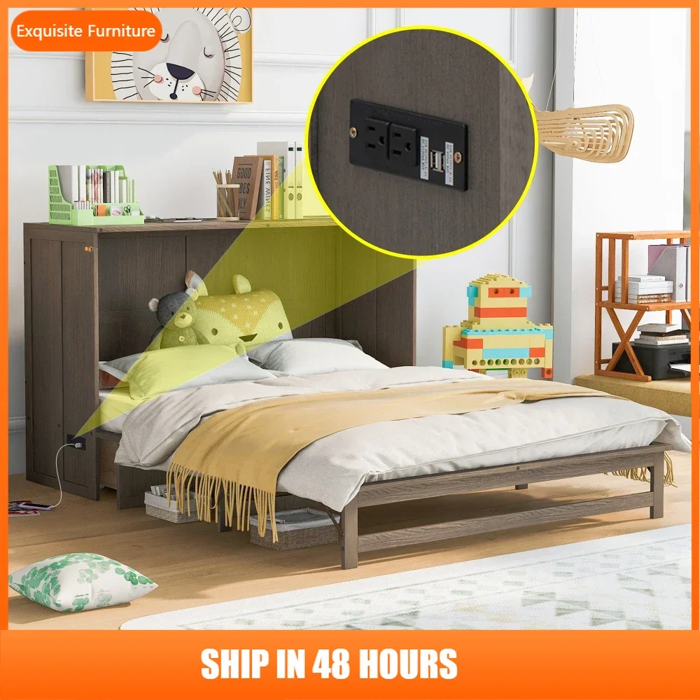 Queen Size Murphy Bed with Built-In Charging Station, Antique Grey
Queen Size Murphy Bed with Built-In Charging Station, Antique Grey