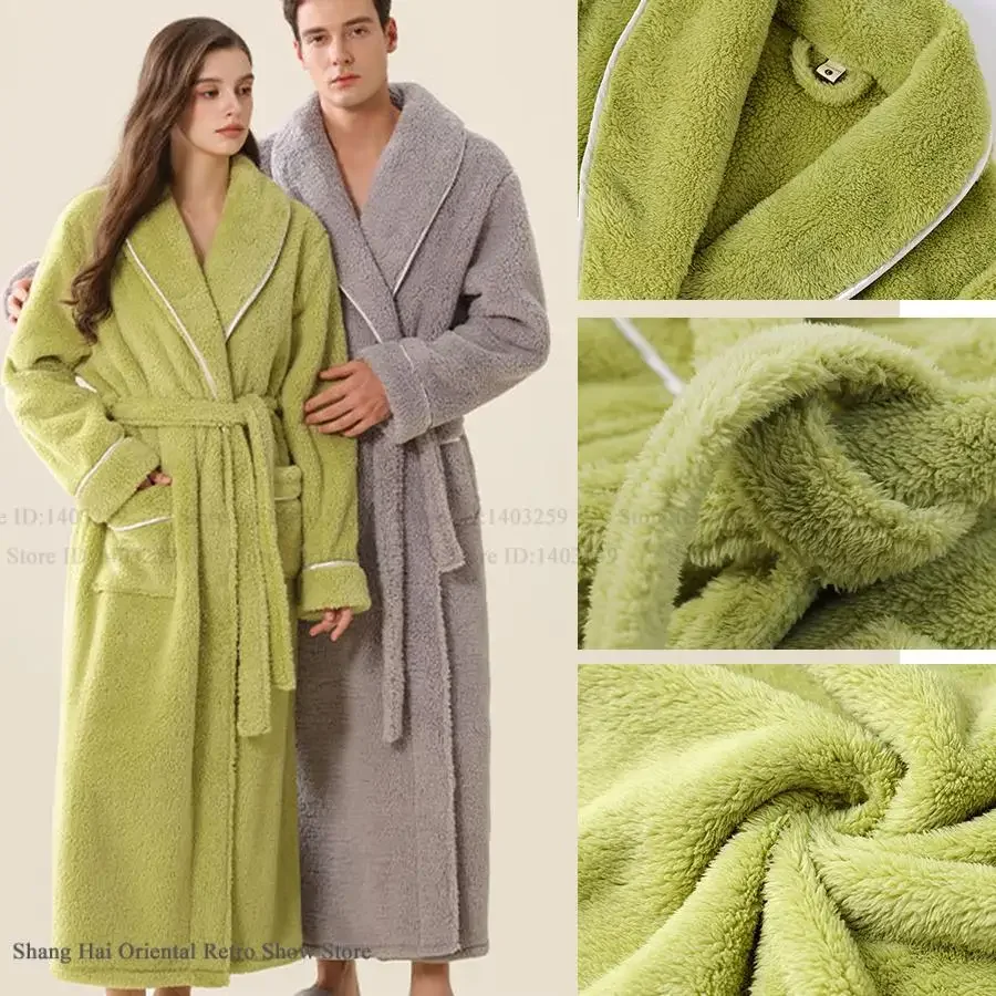 Winter Thicken Flannel Couple Long Robe Kimono Gown Bathrobe Warm Coral Fleece Sleepwear Loungewear Loose Home Dress Pajama 
Winter Thicken Flannel Couple Long Robe Kimono Gown Bathrobe Warm Coral Fleece Sleepwear Loungewear Loose Home Dress Pajama