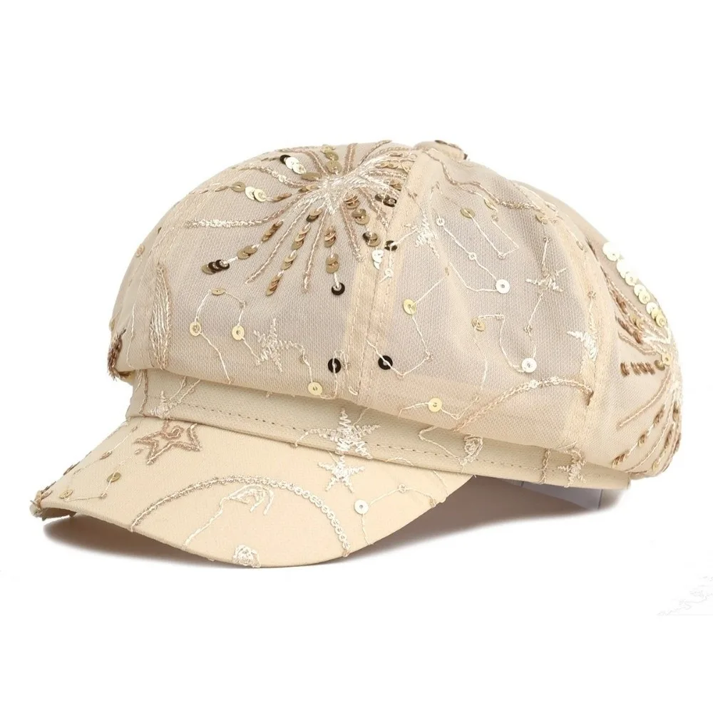 Fashion Sequin Newsboy Hat Breathable Sparkly Beret Hats Adjustable Painter Hat Beach Travel
Fashion Sequin Newsboy Hat Breathable Sparkly Beret Hats Adjustable Painter Hat Beach Travel