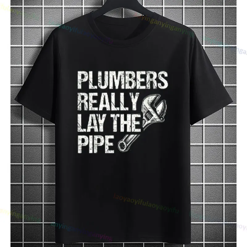 Funny Plumber Graphic T-shirt with "Plumbers Really Lay Pipes" Slogan Printed 100% Cotton Casual Short Sleeve Streetwear Tshirt
Funny Plumber Graphic T-shirt with "Plumbers Really Lay Pipes" Slogan Printed 100% Cotton Casual Short Sleeve Streetwear Tshirt