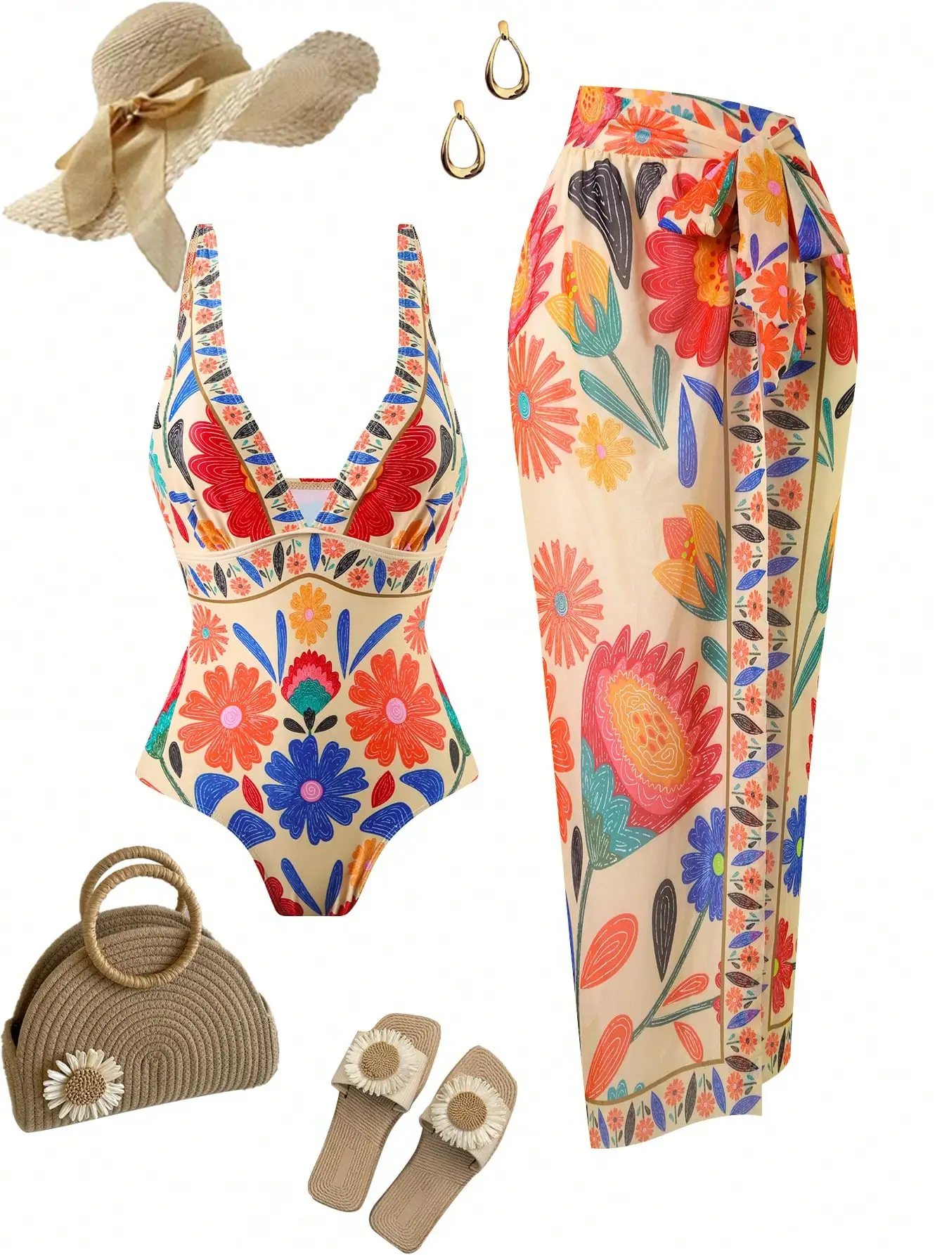 Винтажный слитный купальник с цветочным принтом для женщин, пляжный купальный костюм больших размеров с V-образным вырезом и высокой талией
Винтажный слитный купальник с цветочным принтом для женщин, пляжный купальный костюм больших размеров с V-образным вырезом и высокой талией