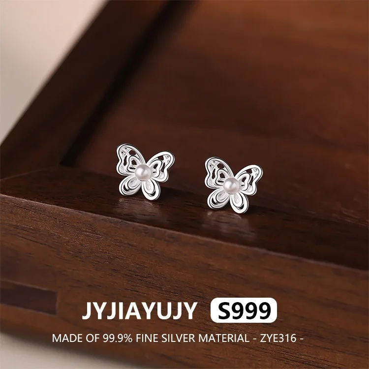 JYJIAYUJY 100% Whole Original Fine Silver S999 Stud Earrings Hollow Butterfly Inlaid Shell Pearls Elegance Gift For Women ZYE316
JYJIAYUJY 100% Whole Original Fine Silver S999 Stud Earrings Hollow Butterfly Inlaid Shell Pearls Elegance Gift For Women ZYE316