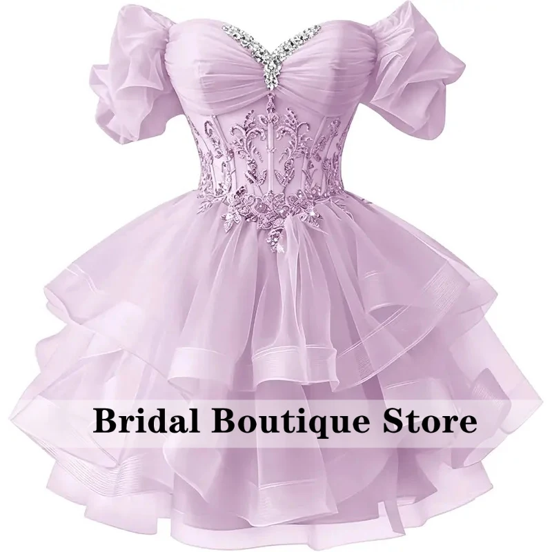 Customized Tiered Tulle Homecoming Dresses Beaded Sequined Lace Applique Short Prom Dress for Teens Quinceanera DAMA Dress
Customized Tiered Tulle Homecoming Dresses Beaded Sequined Lace Applique Short Prom Dress for Teens Quinceanera DAMA Dress