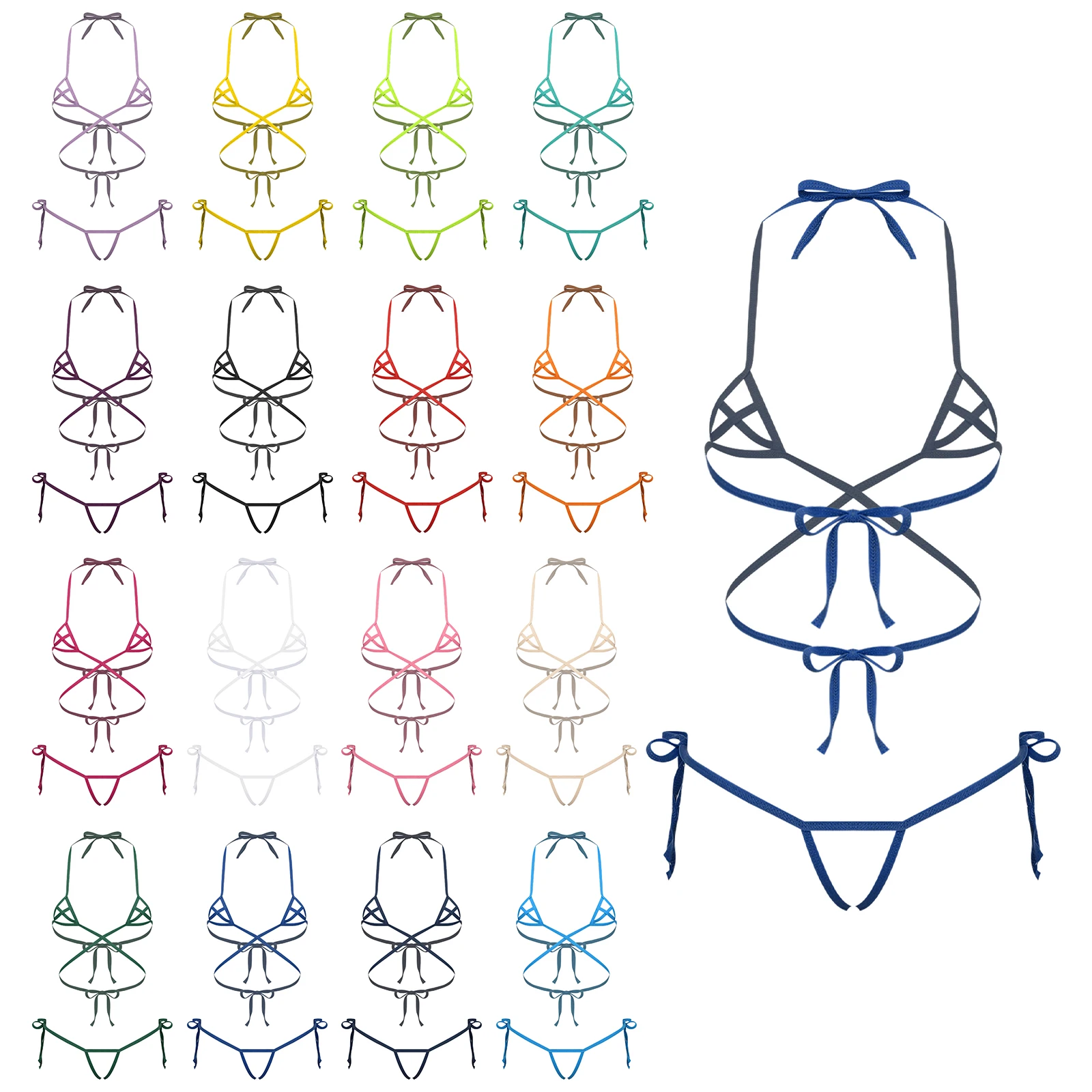 Womens Extreme Micro Bikini Set Swimwear Lace-up Halter Neck Hollow Out Open Cup Bra with G-strings Brazilian Bathing Suits
Womens Extreme Micro Bikini Set Swimwear Lace-up Halter Neck Hollow Out Open Cup Bra with G-strings Brazilian Bathing Suits