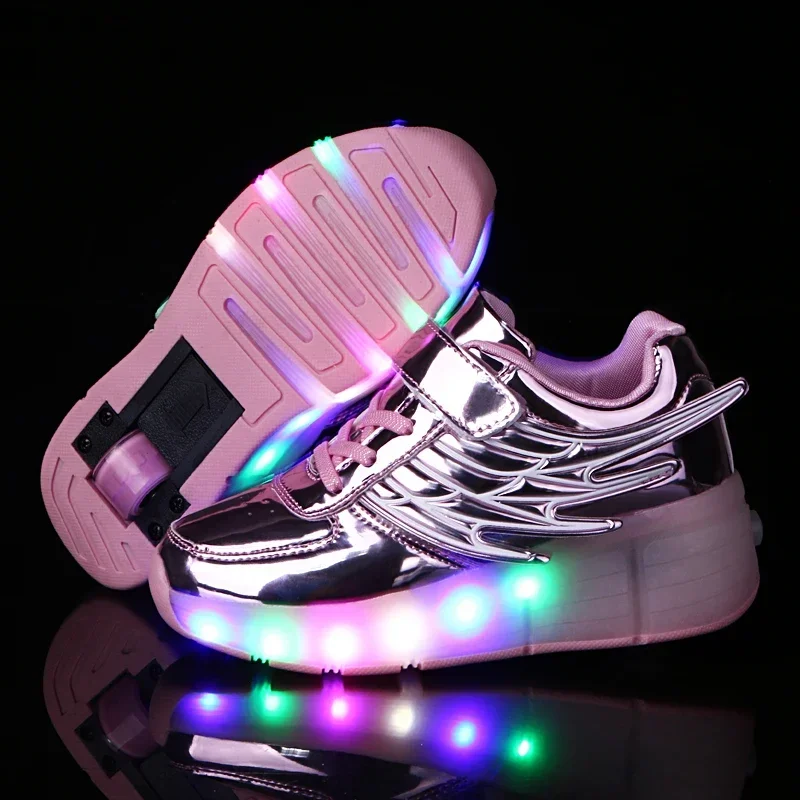 Children's Luminous Glowing Sneakers Wings with Wheels Led Light Roller Skates Shoes Kids Led Shoes Boys Girls USB Charging 2024
Children's Luminous Glowing Sneakers Wings with Wheels Led Light Roller Skates Shoes Kids Led Shoes Boys Girls USB Charging 2024