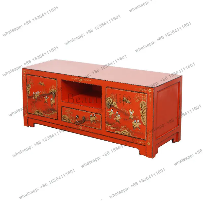 Vintage all solid wood painted bedroom TV cabinet living room painted locker
Vintage all solid wood painted bedroom TV cabinet living room painted locker