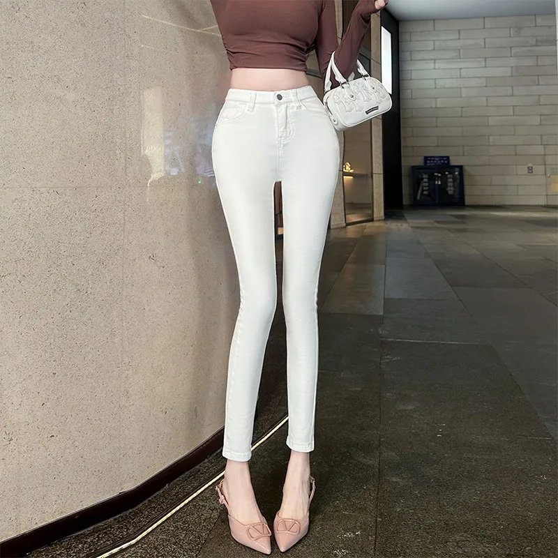High Waist Fleece Lined Skinny Jeans Korean Cartoon Butt Lifting Simple Design Pure Desire Cotton Stretch Denim Pants
High Waist Fleece Lined Skinny Jeans Korean Cartoon Butt Lifting Simple Design Pure Desire Cotton Stretch Denim Pants