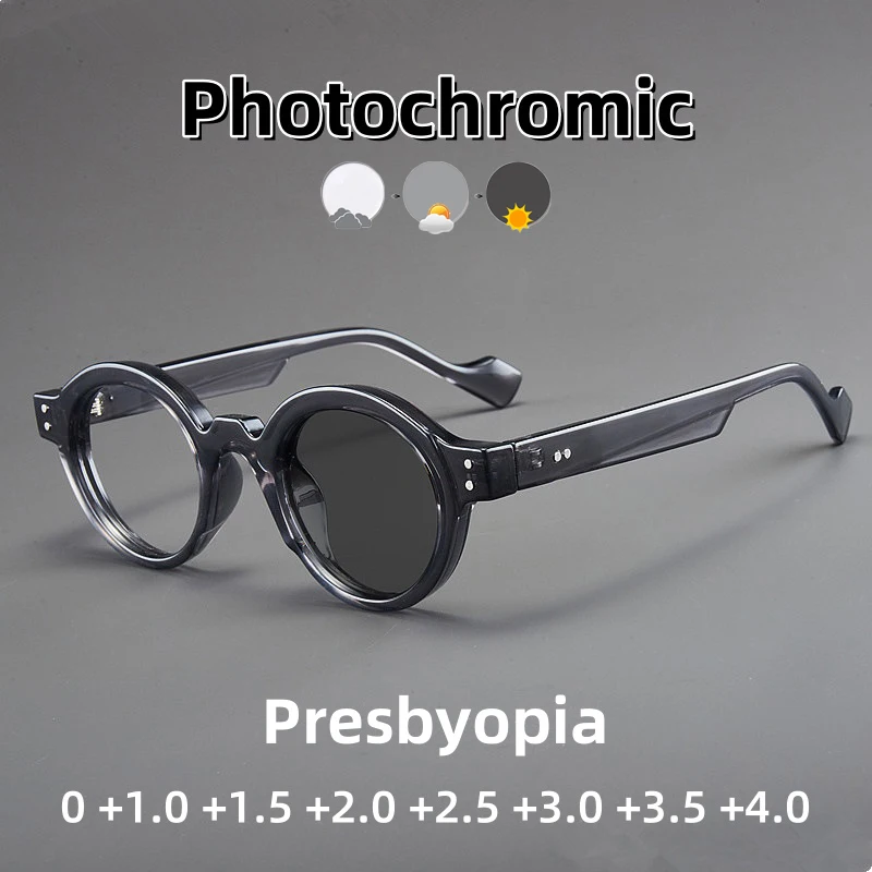 New Photochromic Presbyopia Glasses Men's Thick Round Mirror Frame Fashion and Durable High-definition Anti Blue Light Glasses
New Photochromic Presbyopia Glasses Men's Thick Round Mirror Frame Fashion and Durable High-definition Anti Blue Light Glasses