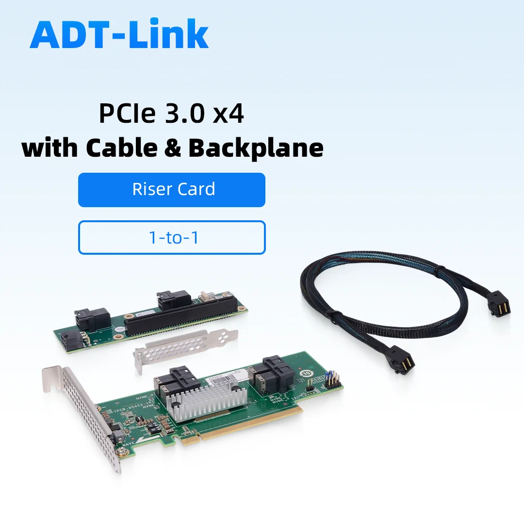 PCIe 3.0 U·2 Adapter Card + Riser Cable 1-to-2 1-to-4 X4 X8 Baseplate for Game Graphics Card External Expansion Extension 0.5m