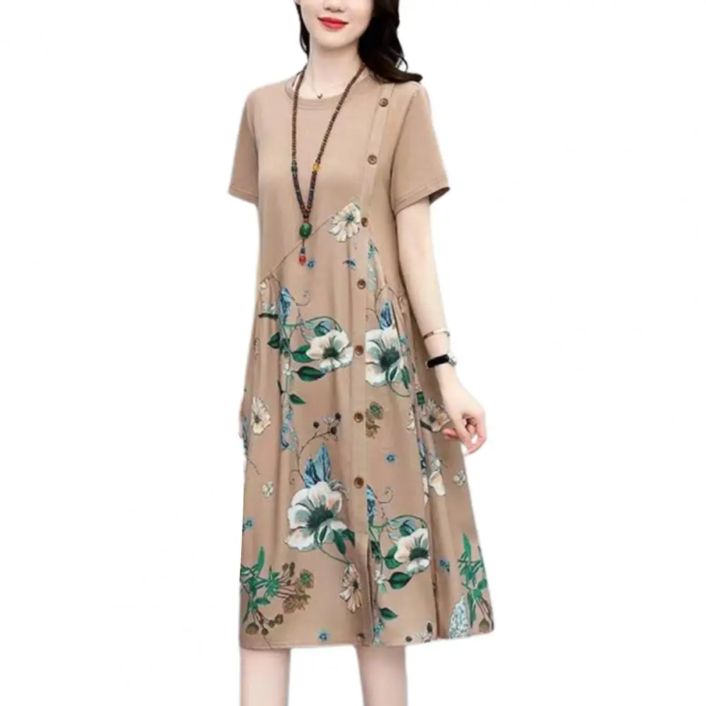 Floral Printed Dress Loose Fit Dress Floral Print Patchwork Midi Dress with Button Decor for Women Retro A-line Summer
Floral Printed Dress Loose Fit Dress Floral Print Patchwork Midi Dress with Button Decor for Women Retro A-line Summer