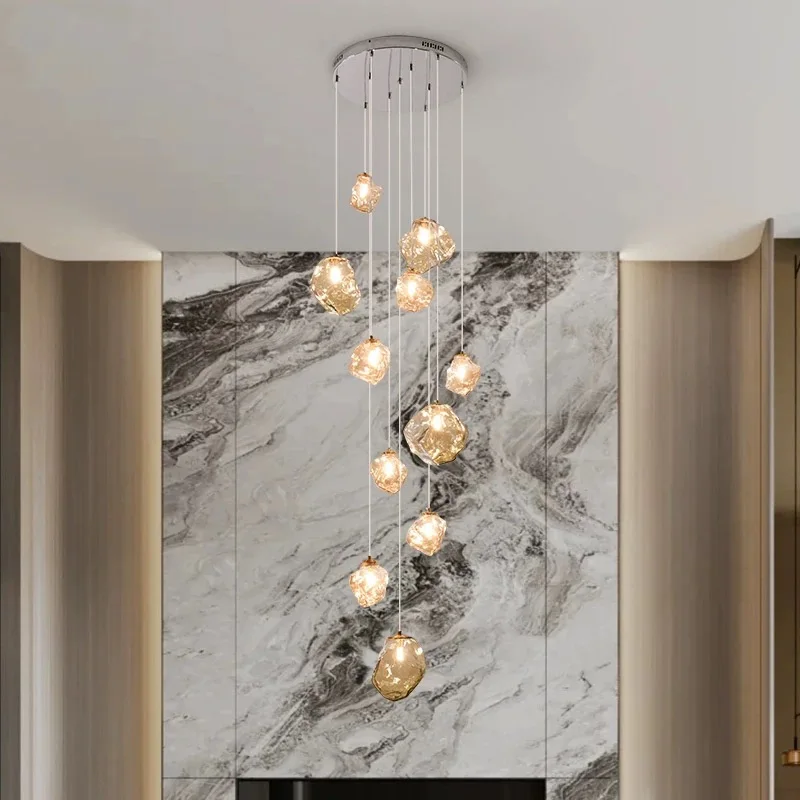 Modern smoky grey glass staircase lamp, villa ceiling chandelier, light luxury LED transparent lustre, APP, dimmable
Modern smoky grey glass staircase lamp, villa ceiling chandelier, light luxury LED transparent lustre, APP, dimmable