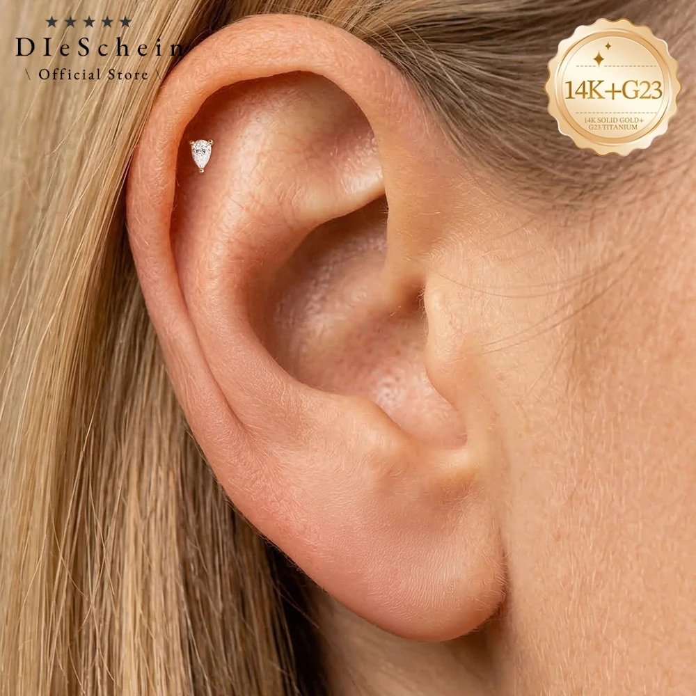 DIeSchein 14K Solid Gold Piercing Earring Internal Thread Flat Back Earrings CZ Cartilage Stud For Women Helix Tragus Conch Stud
DIeSchein 14K Solid Gold Piercing Earring Internal Thread Flat Back Earrings CZ Cartilage Stud For Women Helix Tragus Conch Stud