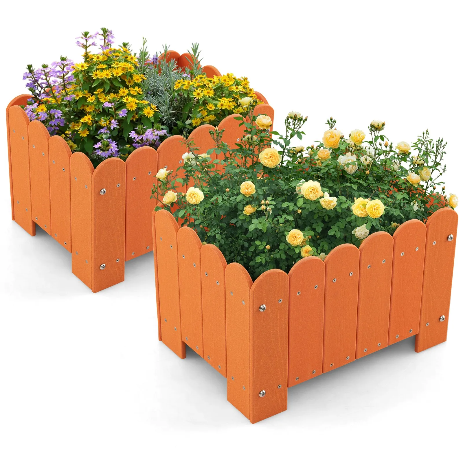 2 Pack Rectangular Planter Box Weather-Resistant HDPE Raised Garden Bed Orange
2 Pack Rectangular Planter Box Weather-Resistant HDPE Raised Garden Bed Orange