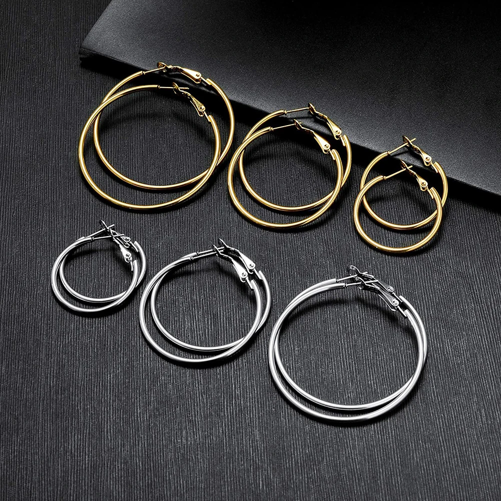 6PCS Round Circle Endless Earrings Gold and Silver 30/40/50mm Circle Earrings Party Wear Earrings Gifts for Birthday Christmas
6PCS Round Circle Endless Earrings Gold and Silver 30/40/50mm Circle Earrings Party Wear Earrings Gifts for Birthday Christmas