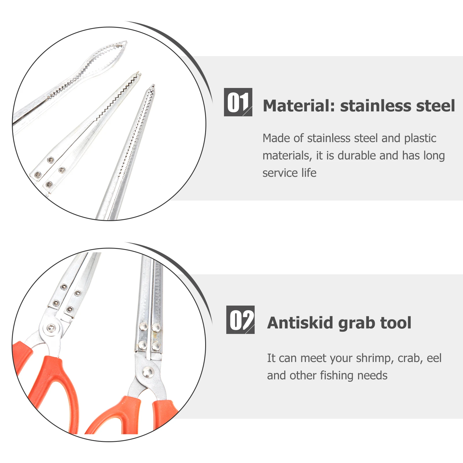 3 pcs Stainless Steel Crabs Pincers Ergonomic Non-Slip Loach Clamps Yellow Eel Catching Tool Garbage Clip Multi-Functional 
3 pcs Stainless Steel Crabs Pincers Ergonomic Non-Slip Loach Clamps Yellow Eel Catching Tool Garbage Clip Multi-Functional