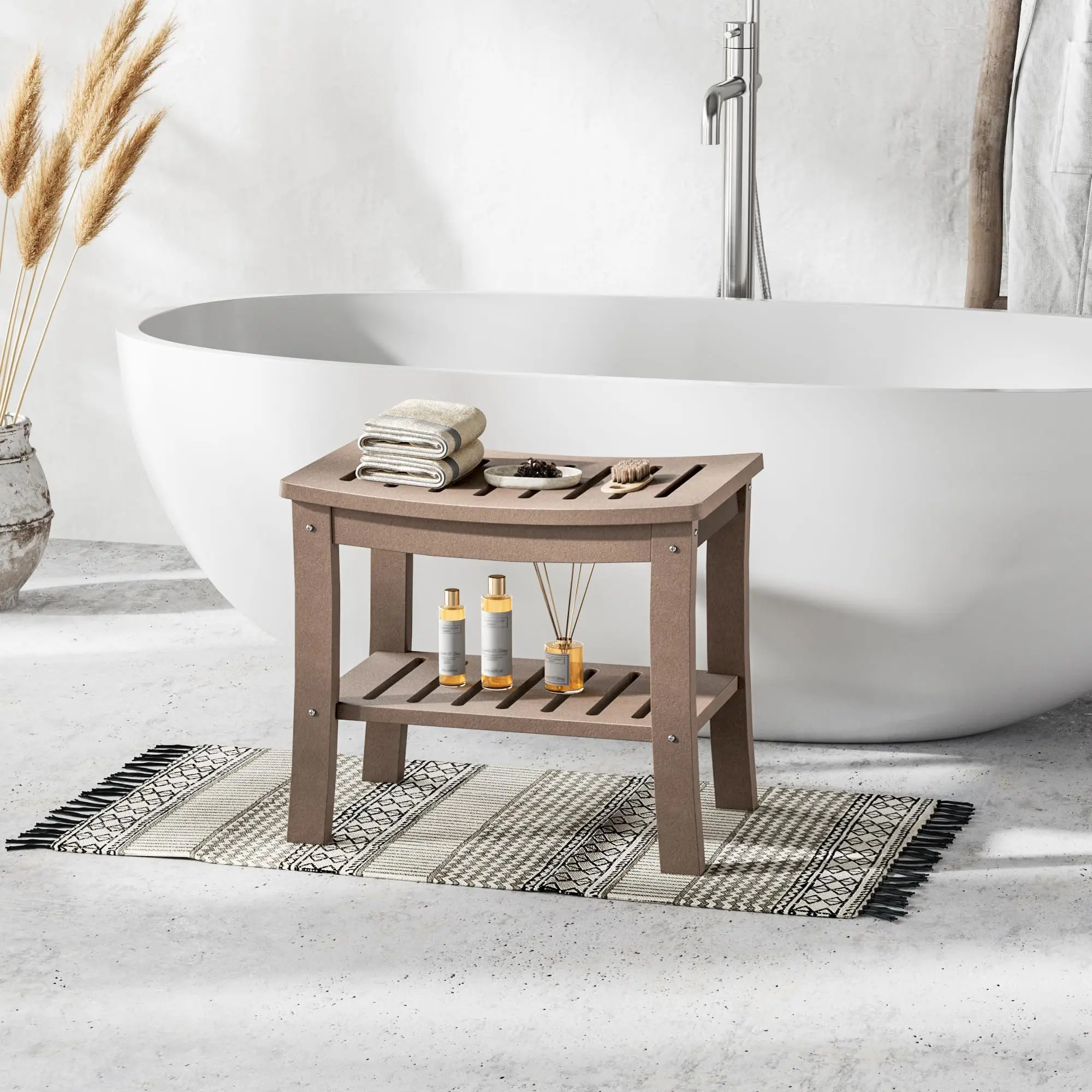 HDPE Waterproof Bathroom Shower Bench With Storage Shelf For Bathtub Spa Brown
HDPE Waterproof Bathroom Shower Bench With Storage Shelf For Bathtub Spa Brown