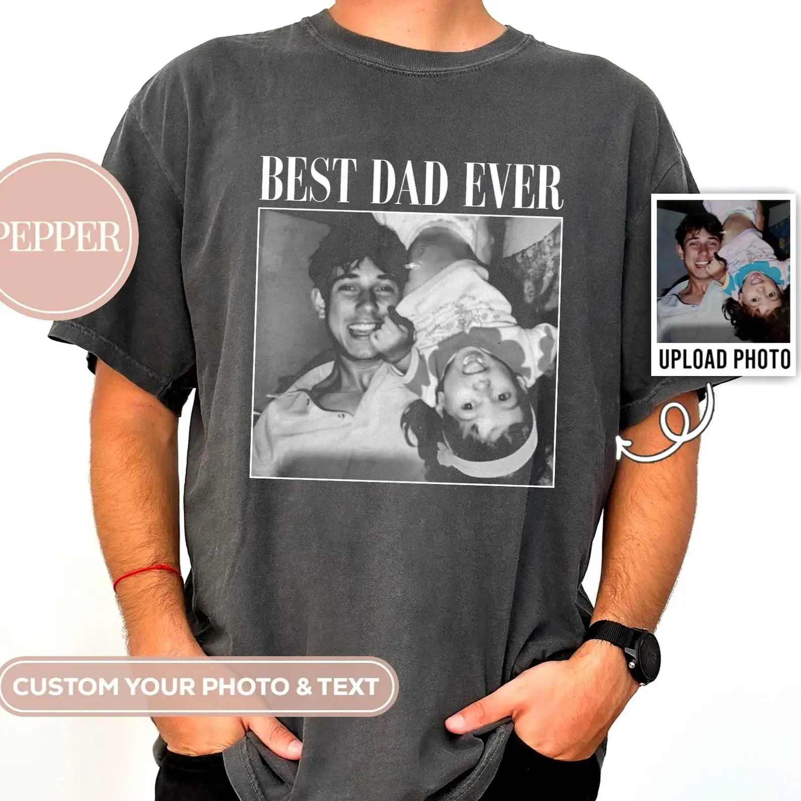Custom Your Photo Text Here Dad Picture T-shirt Unisex Vintage Color Loose Short Sleeve Tee for Father's Day Christmas Gift
Custom Your Photo Text Here Dad Picture T-shirt Unisex Vintage Color Loose Short Sleeve Tee for Father's Day Christmas Gift