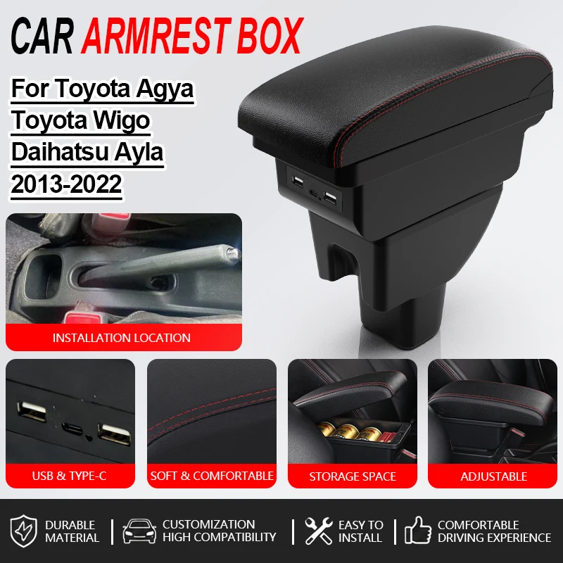 Armrest For Toyota Agya For Wigo For Daihatsu Ayla 2013-2022 Car Console Storage Box With USB Interior Design Car Accessories
Armrest For Toyota Agya For Wigo For Daihatsu Ayla 2013-2022 Car Console Storage Box With USB Interior Design Car Accessories