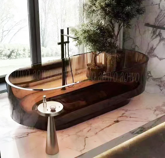 Brown Resin Freestanding Bathtub Fiberglass Transparent Whirlpool Tub Customized Color Solid Stone Adult Bathtub With Faucet
Brown Resin Freestanding Bathtub Fiberglass Transparent Whirlpool Tub Customized Color Solid Stone Adult Bathtub With Faucet