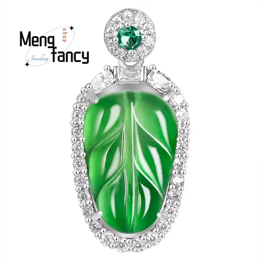 S925 Silver Inlaid With Natural A-goods Jadeite Leaves Positive Green Jade Pendant Exquisite Elegant Luxury Fashion Fine Jewelry
S925 Silver Inlaid With Natural A-goods Jadeite Leaves Positive Green Jade Pendant Exquisite Elegant Luxury Fashion Fine Jewelry