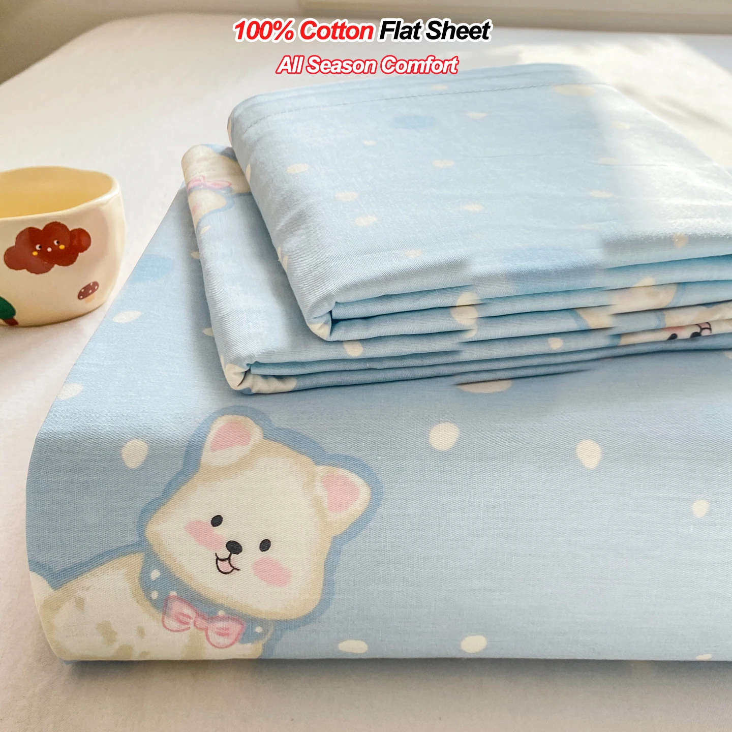 All Season Comfort 100% Cotton Flat Sheet , Soft Breathable Cute Cartoon Print Top Sheet, Wrinkle Resistant Fade Resistant
All Season Comfort 100% Cotton Flat Sheet , Soft Breathable Cute Cartoon Print Top Sheet, Wrinkle Resistant Fade Resistant