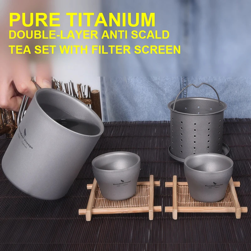 Pure Titanium Double-Layer Anti Scald Tea Set With Filter Screen,Ultra Lightweight Portable,Outdoor Camping Coffee Tea Cup,A1425
Pure Titanium Double-Layer Anti Scald Tea Set With Filter Screen,Ultra Lightweight Portable,Outdoor Camping Coffee Tea Cup,A1425