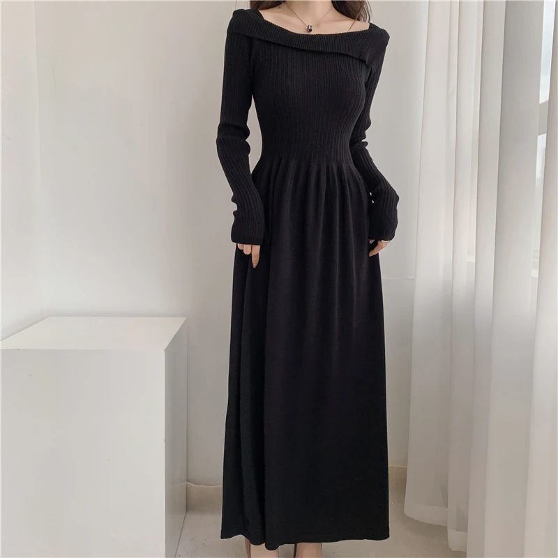 Women Long Sleeve Slash Neck Knitted Dress 2023 Autumn Winter New Fashion Casual Vintage High Waisted Slim Priming Dress
Women Long Sleeve Slash Neck Knitted Dress 2023 Autumn Winter New Fashion Casual Vintage High Waisted Slim Priming Dress