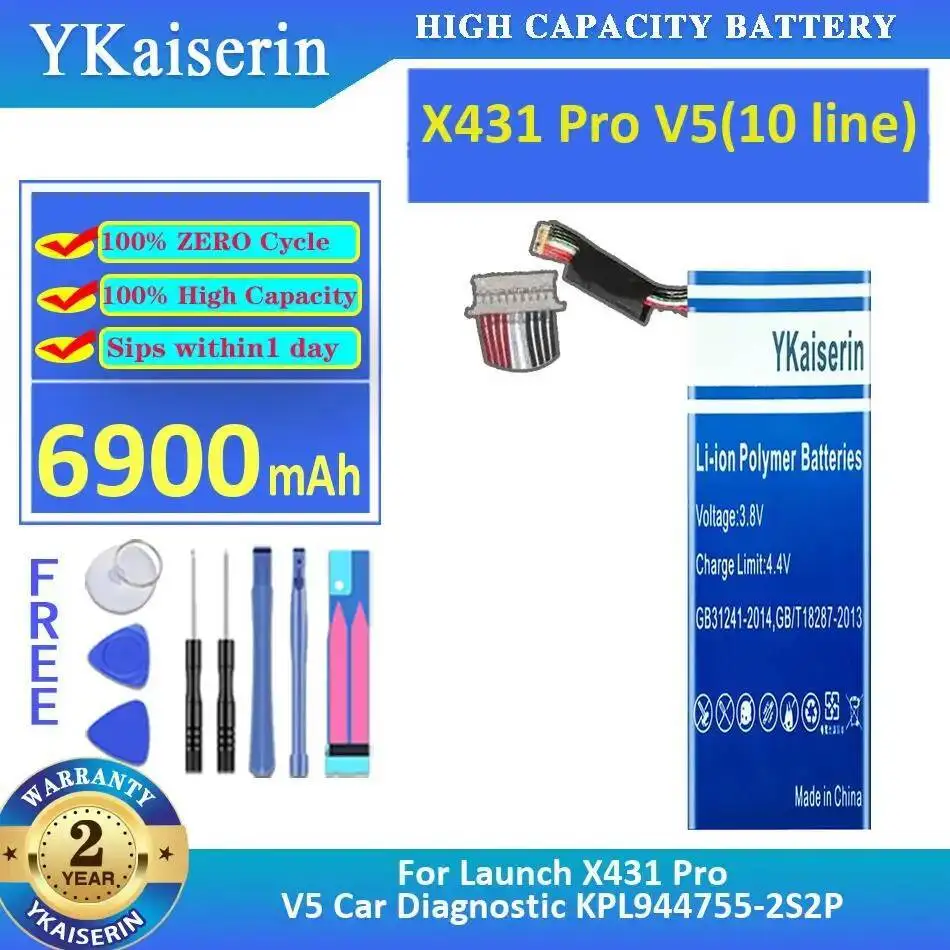 6900 мАч для Launch X431 Pro V5, автомобильная диагностика KPL944755-2S2P, 10-линейный прочный аккумулятор для ноутбука
6900 мАч для Launch X431 Pro V5, автомобильная диагностика KPL944755-2S2P, 10-линейный прочный аккумулятор для ноутбука