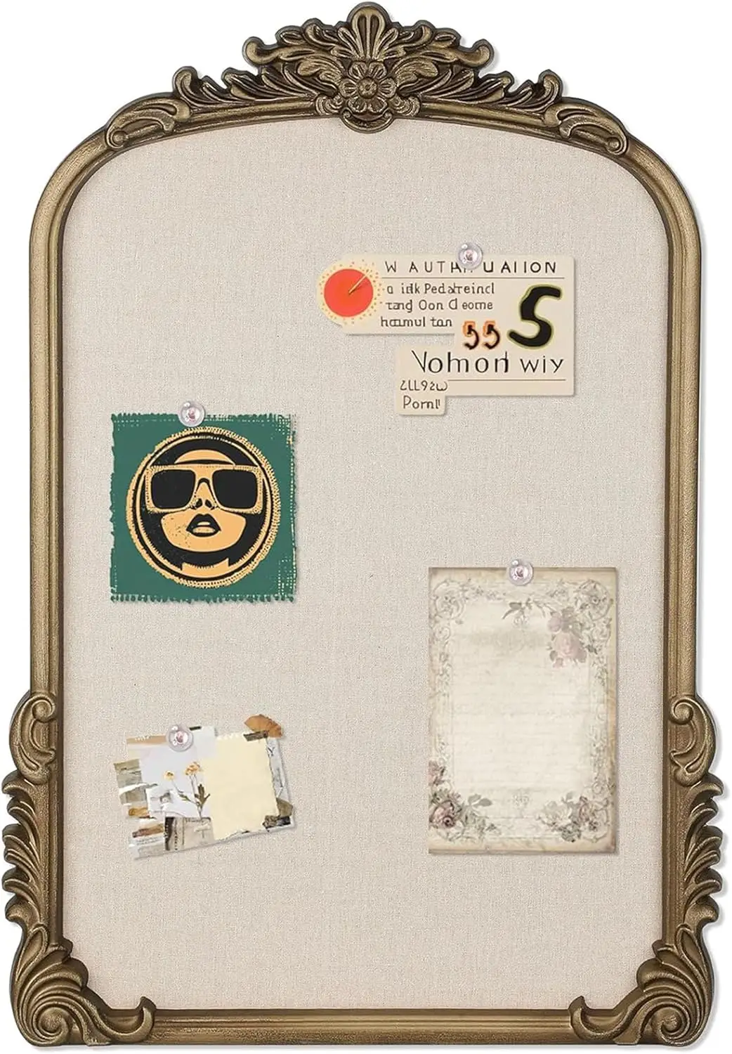 Arched Fabric Pin Board, 19x27 Inch Vintage Bulletin Board with Gold Frame for Wall, Home Office, Classroom
Arched Fabric Pin Board, 19x27 Inch Vintage Bulletin Board with Gold Frame for Wall, Home Office, Classroom