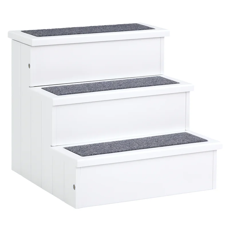 PawHut 3 Step Wooden Carpeted Non Slip Pet Stairs Ramp for Cats and Small Dogs - White
PawHut 3 Step Wooden Carpeted Non Slip Pet Stairs Ramp for Cats and Small Dogs - White