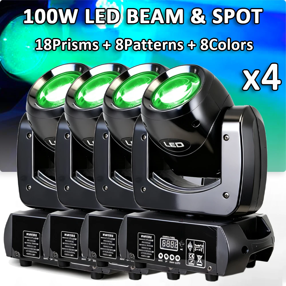 4Pcs/Lot 100W LED Moving Head LED Light Beam+Spot+ Light strip effect 18 Rotating Prisms Dj Dmx512 Club Bar Wash Stage Lighting
4Pcs/Lot 100W LED Moving Head LED Light Beam+Spot+ Light strip effect 18 Rotating Prisms Dj Dmx512 Club Bar Wash Stage Lighting