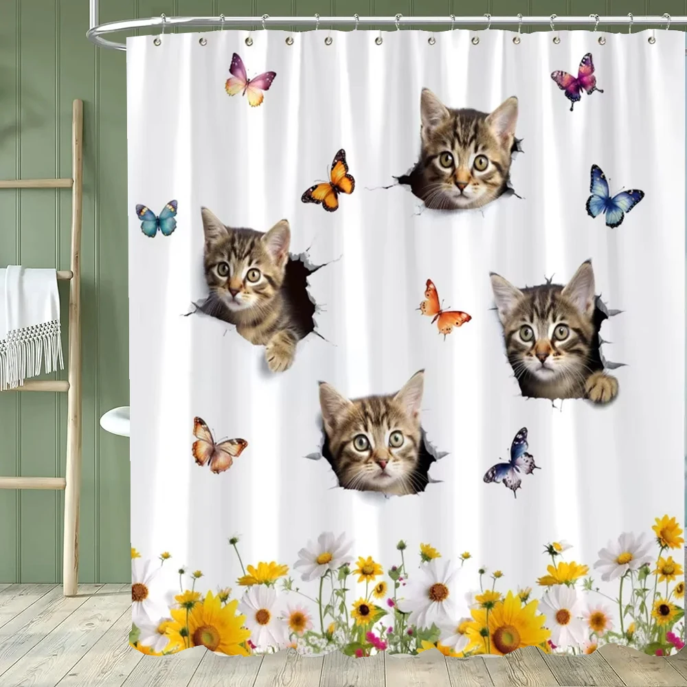 Cute Cat Shower Curtain Flower Basket Cat Green Plant Butterfly Floral Children's Home Polyester Hanging Curtains Bathroom Decor
Cute Cat Shower Curtain Flower Basket Cat Green Plant Butterfly Floral Children's Home Polyester Hanging Curtains Bathroom Decor
