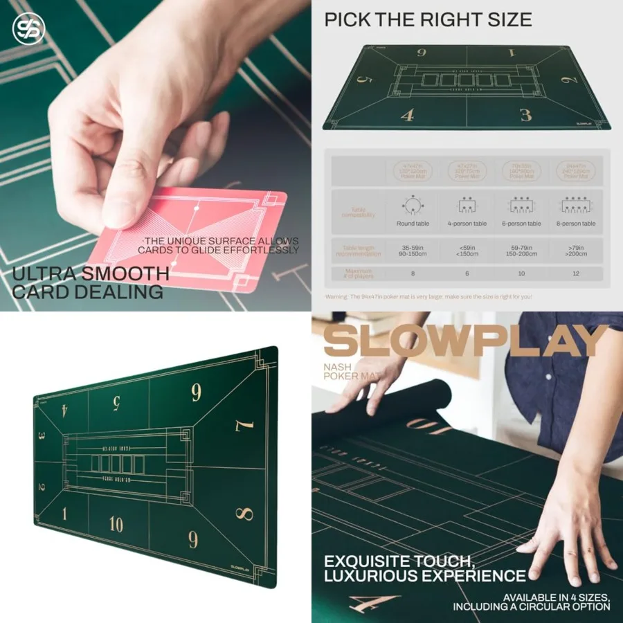 Nash Teas Hold'em Poker Mat Portable Poker Table Top with Art Deco Layout Print, Hemmed Edges, Smooth Surface, and Premium Carr
Nash Teas Hold'em Poker Mat Portable Poker Table Top with Art Deco Layout Print, Hemmed Edges, Smooth Surface, and Premium Carr