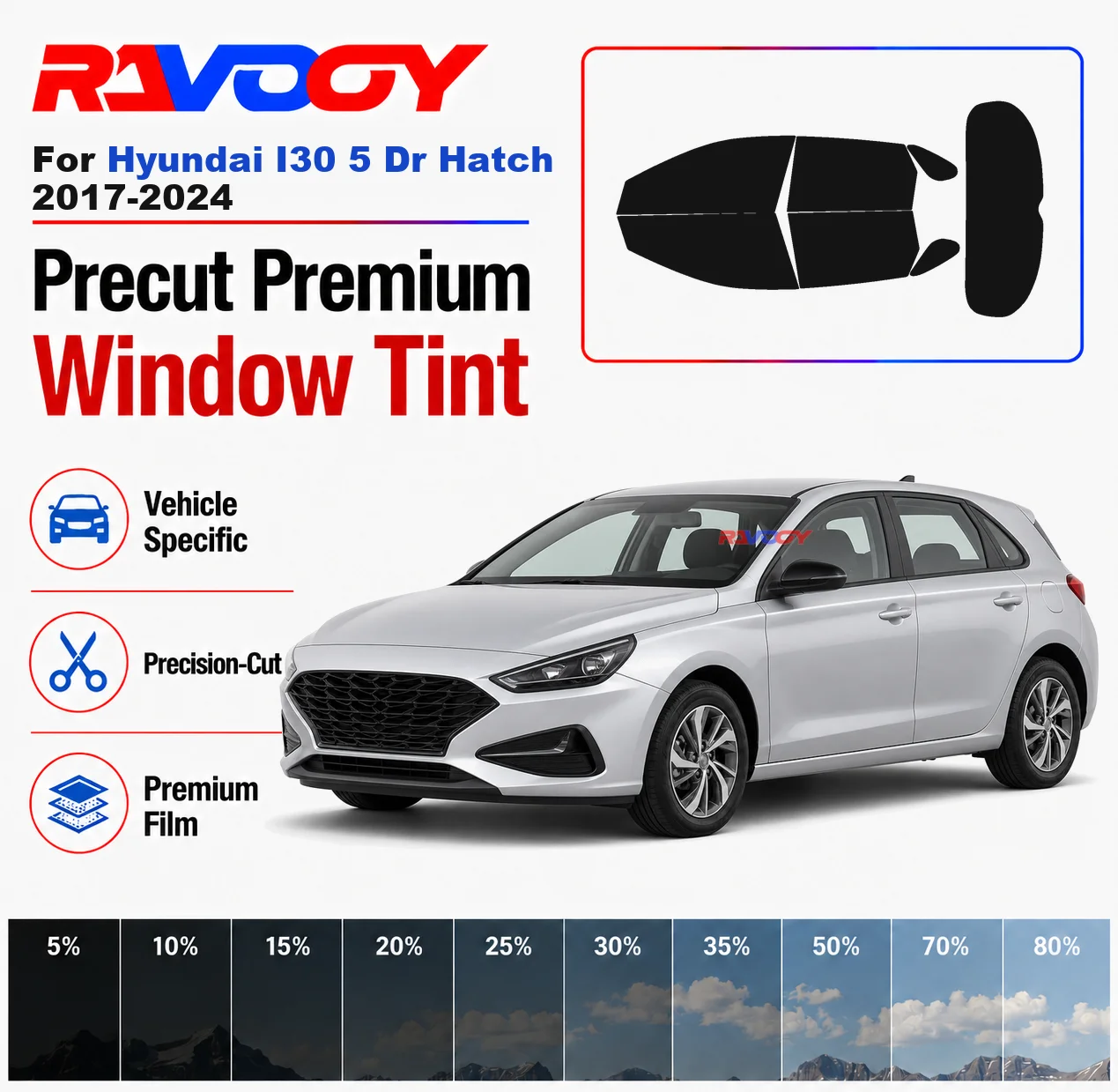 Premium Precut Window Tint Kit Front Windows Rear Windows Rear Windshield For Hyundai I30 5 Dr Hatch 2017-2024 Nano Ceramic Film
Premium Precut Window Tint Kit Front Windows Rear Windows Rear Windshield For Hyundai I30 5 Dr Hatch 2017-2024 Nano Ceramic Film