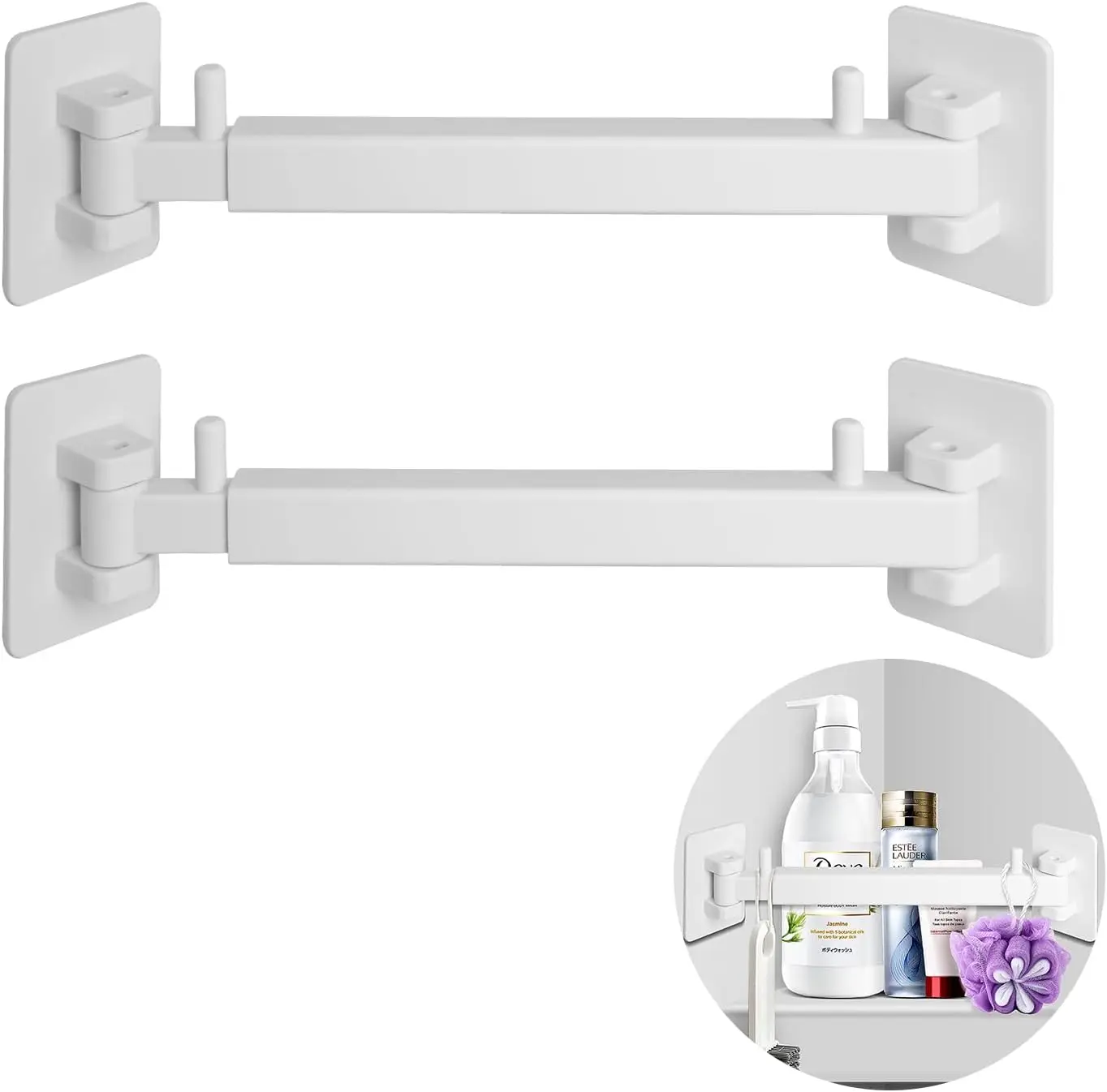 RV Shower Corner Storage Bar Kit - Adjustable Rod, White Base Frame for RV Bathroom Organization (2-Pack)
RV Shower Corner Storage Bar Kit - Adjustable Rod, White Base Frame for RV Bathroom Organization (2-Pack)