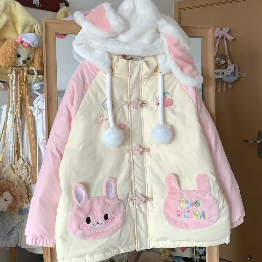 Winter Coat Women Women Kawaii Rabbit Ear Hooded Jacket Cartoon Embroidery Lolita Zippers Loose Casual Padded Y2k Parkas
Winter Coat Women Women Kawaii Rabbit Ear Hooded Jacket Cartoon Embroidery Lolita Zippers Loose Casual Padded Y2k Parkas