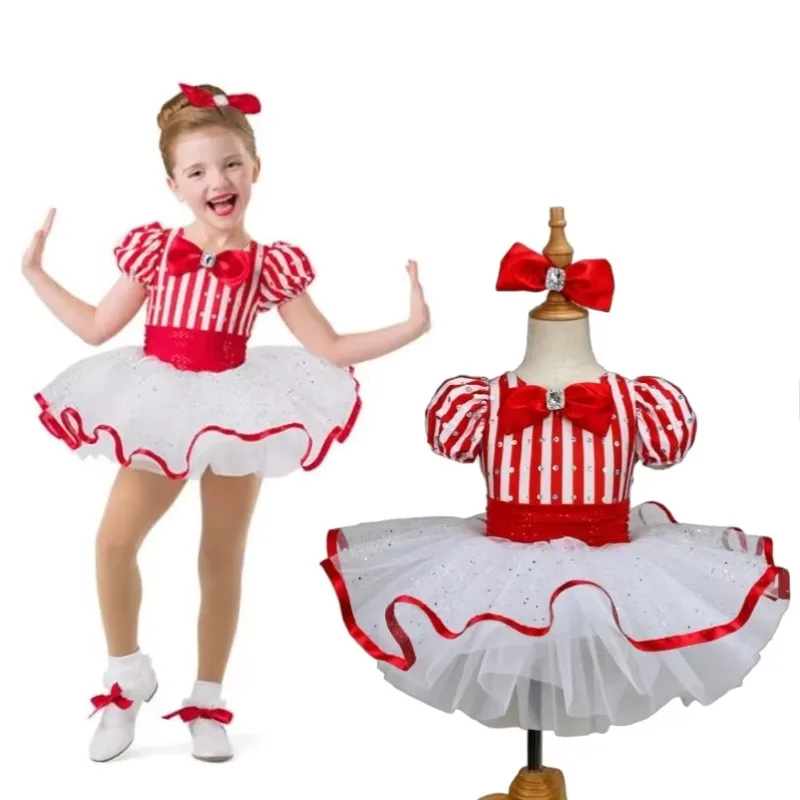 Princess Red White Striped Ballet Tutu Dress with Bow Puff Sleeve Sparkle Dance Costume for Stage Performance Carnival Halloween
Princess Red White Striped Ballet Tutu Dress with Bow Puff Sleeve Sparkle Dance Costume for Stage Performance Carnival Halloween