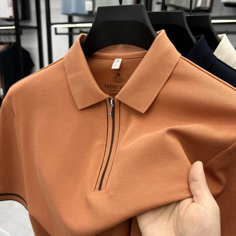 T-shirt New Summer Cotton Short-sleeved Solid Color Half-sleeved Top Half-zipper Lapel Men's POLO Shirt Sports Casual Style
T-shirt New Summer Cotton Short-sleeved Solid Color Half-sleeved Top Half-zipper Lapel Men's POLO Shirt Sports Casual Style