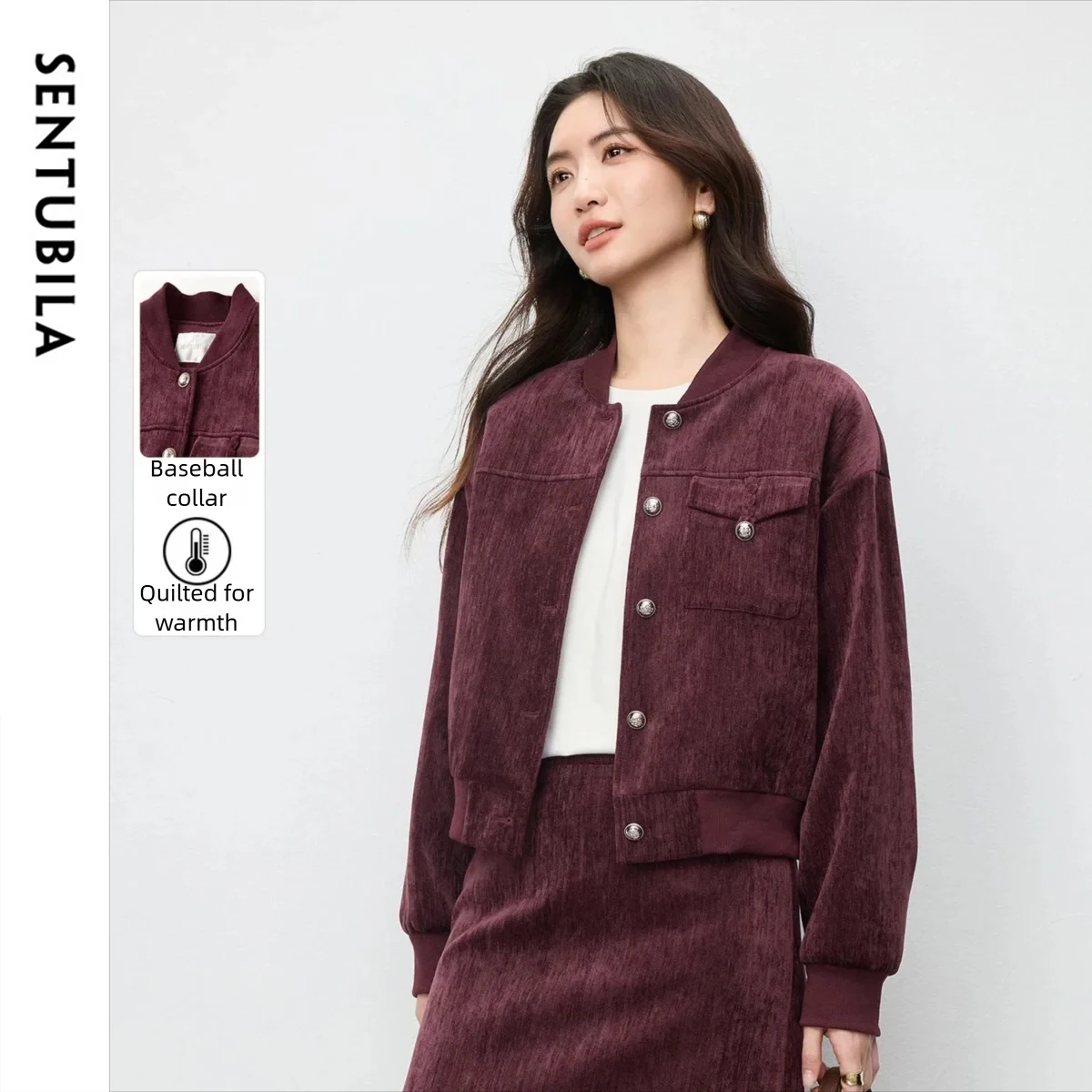 SENTUBILA Women's Chenille Coat 2025 Winter Padded Cotton Warm Jacket Baseball Collar Loose Commuter Casual Outerwear 154WB3050
SENTUBILA Women's Chenille Coat 2025 Winter Padded Cotton Warm Jacket Baseball Collar Loose Commuter Casual Outerwear 154WB3050