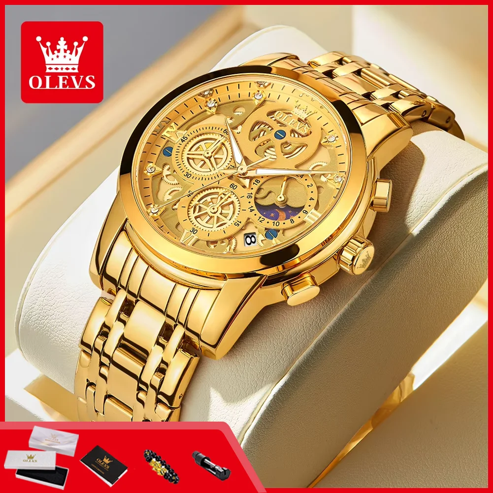 OLEVS 9947 Men's Watches Skeleton Street Style Original Quartz Watch for Man 24H Moon Phase Waterproof Luminous Male Wristwatch
OLEVS 9947 Men's Watches Skeleton Street Style Original Quartz Watch for Man 24H Moon Phase Waterproof Luminous Male Wristwatch