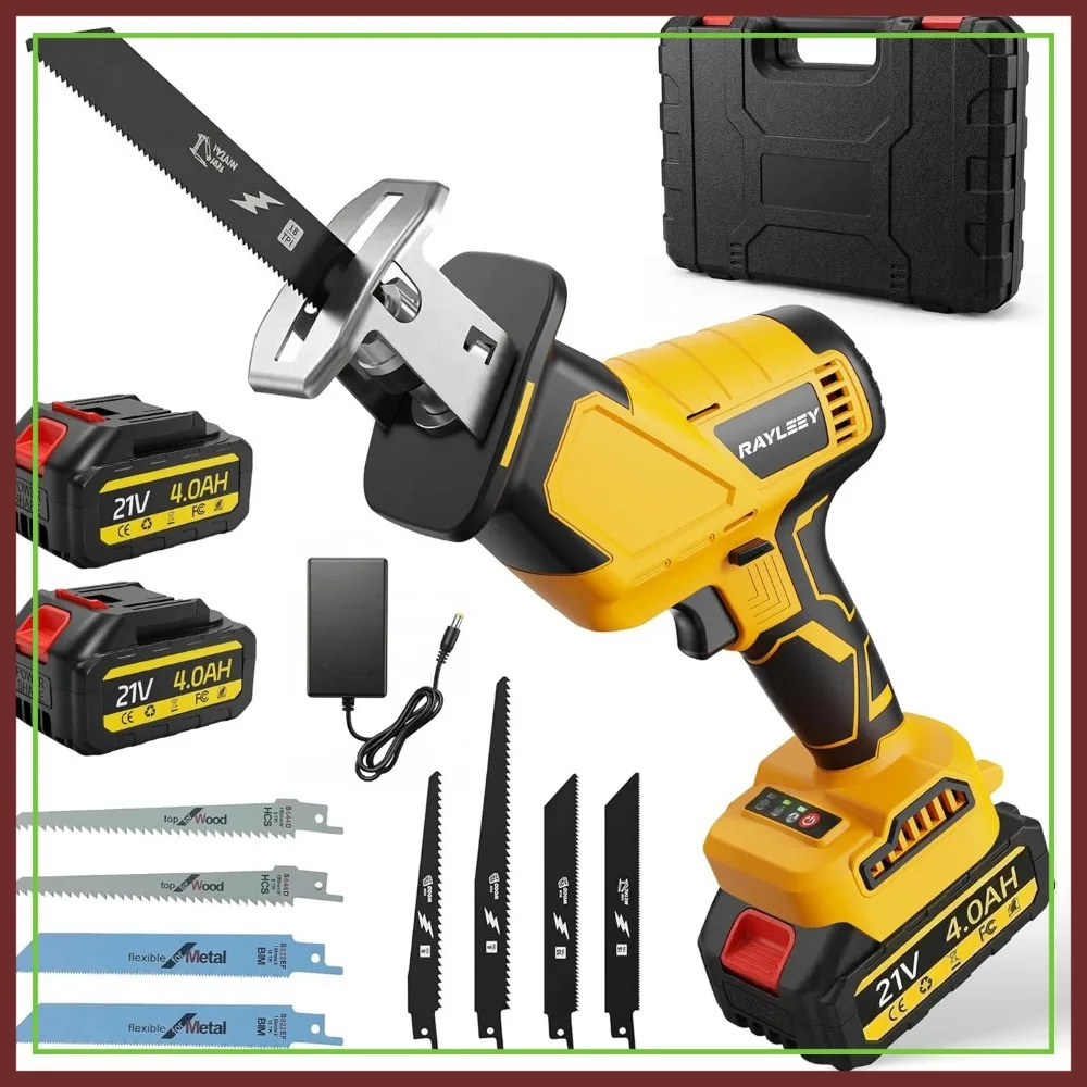 Cordless Reciprocating Saw, Brushless Motor, 2x4000mAh Batteries, 8 Blades, Variable Speed 0-3500 SPM, LED Light
Cordless Reciprocating Saw, Brushless Motor, 2x4000mAh Batteries, 8 Blades, Variable Speed 0-3500 SPM, LED Light
