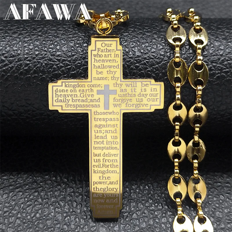 Christian Bible Jesus Cross Necklace for Men Women Stainless Steel Crucifix Religious Male Coffee Bean Chain Jewelry colar N7423
Christian Bible Jesus Cross Necklace for Men Women Stainless Steel Crucifix Religious Male Coffee Bean Chain Jewelry colar N7423
