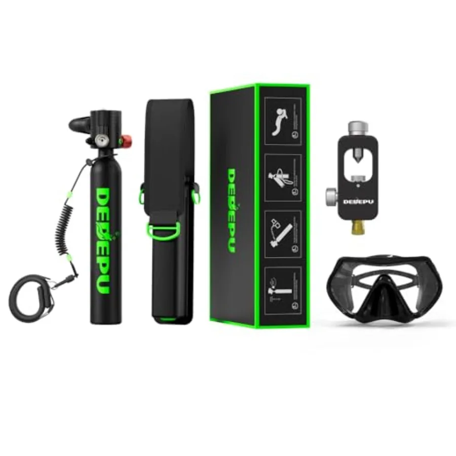 Mini scuba tank for emergency rescue and portable underwater breathing, aluminum alloy, black, up to 10-minute dive time, 3000
Mini scuba tank for emergency rescue and portable underwater breathing, aluminum alloy, black, up to 10-minute dive time, 3000