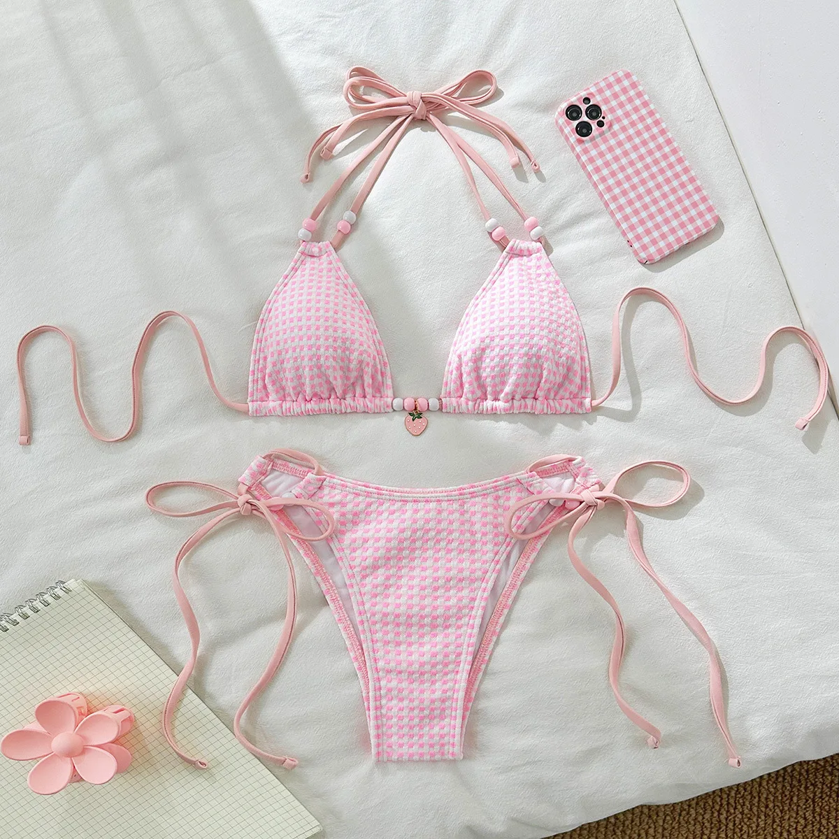 New Sexy Triangle Push Up Brazilian Bikini Pink Beaded Swimsuit Side String Bikinis Women Swimwear Thong Bathing Suit Beach Wear
New Sexy Triangle Push Up Brazilian Bikini Pink Beaded Swimsuit Side String Bikinis Women Swimwear Thong Bathing Suit Beach Wear